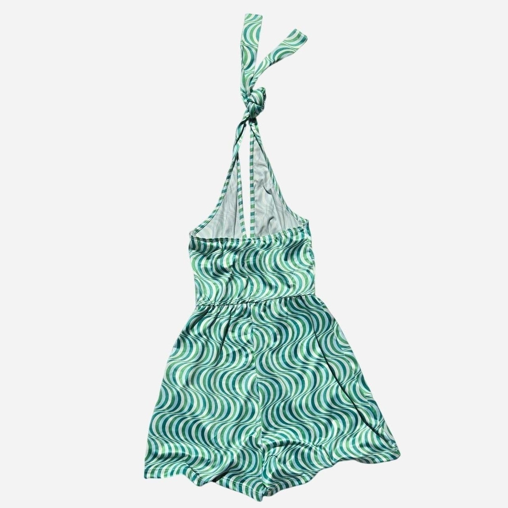 Green Swirl Halter Romper - Picture 3 of 3